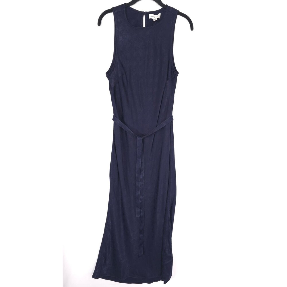 ANTHROPOLOGIE CLOTH &‎ STONE Women's Maxi Dress MEDIUM Navy Shiny C6930-T49-302